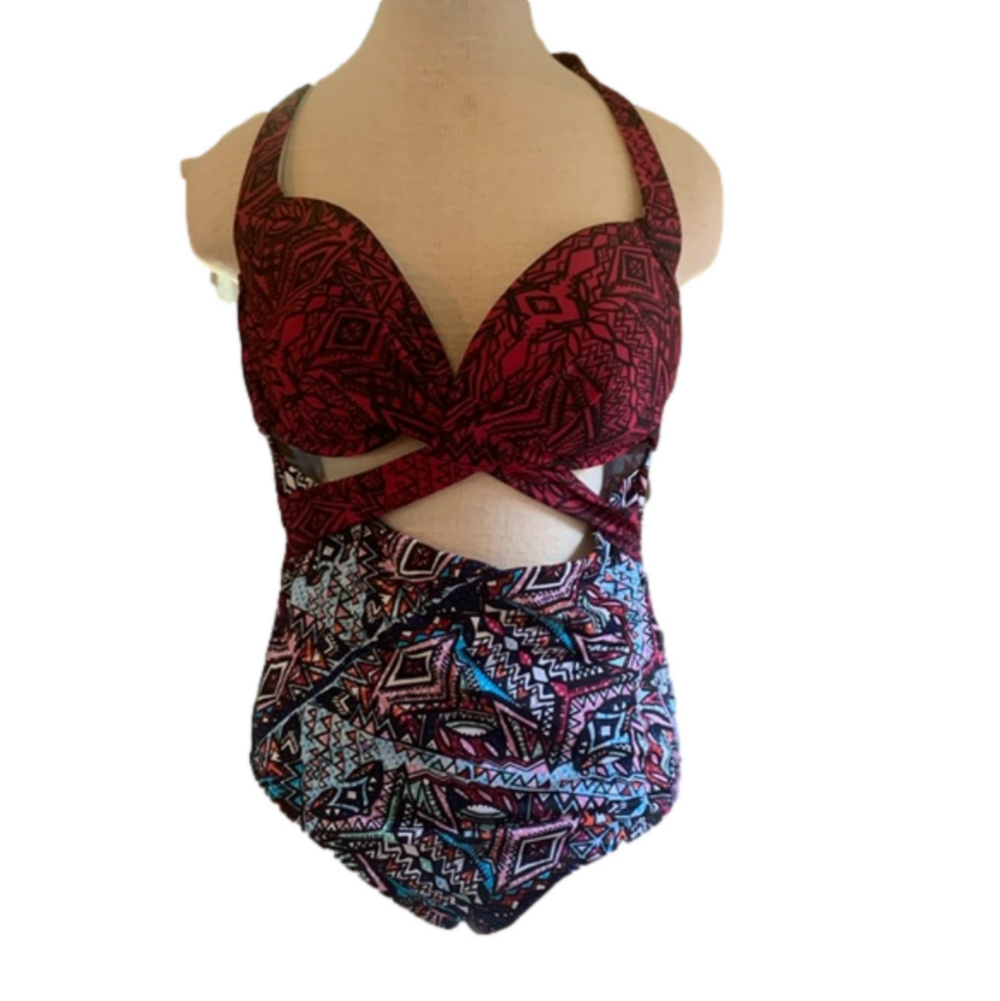 Swimsuits For All sz 16 one piece multi colored swimsuit